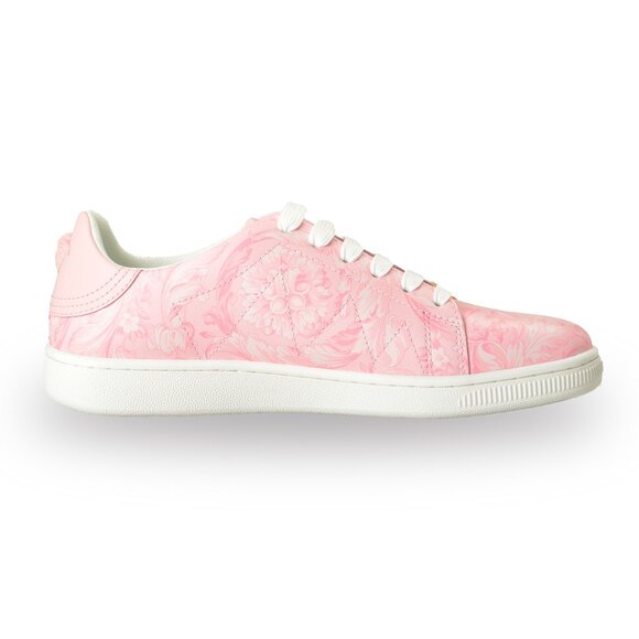 Versace | Shoes | Versace Womens Pink Barocco Print 0  Versace Women\'s Pink Barocco Print 100% Leather Sneakers Shoes US 11 IT 41